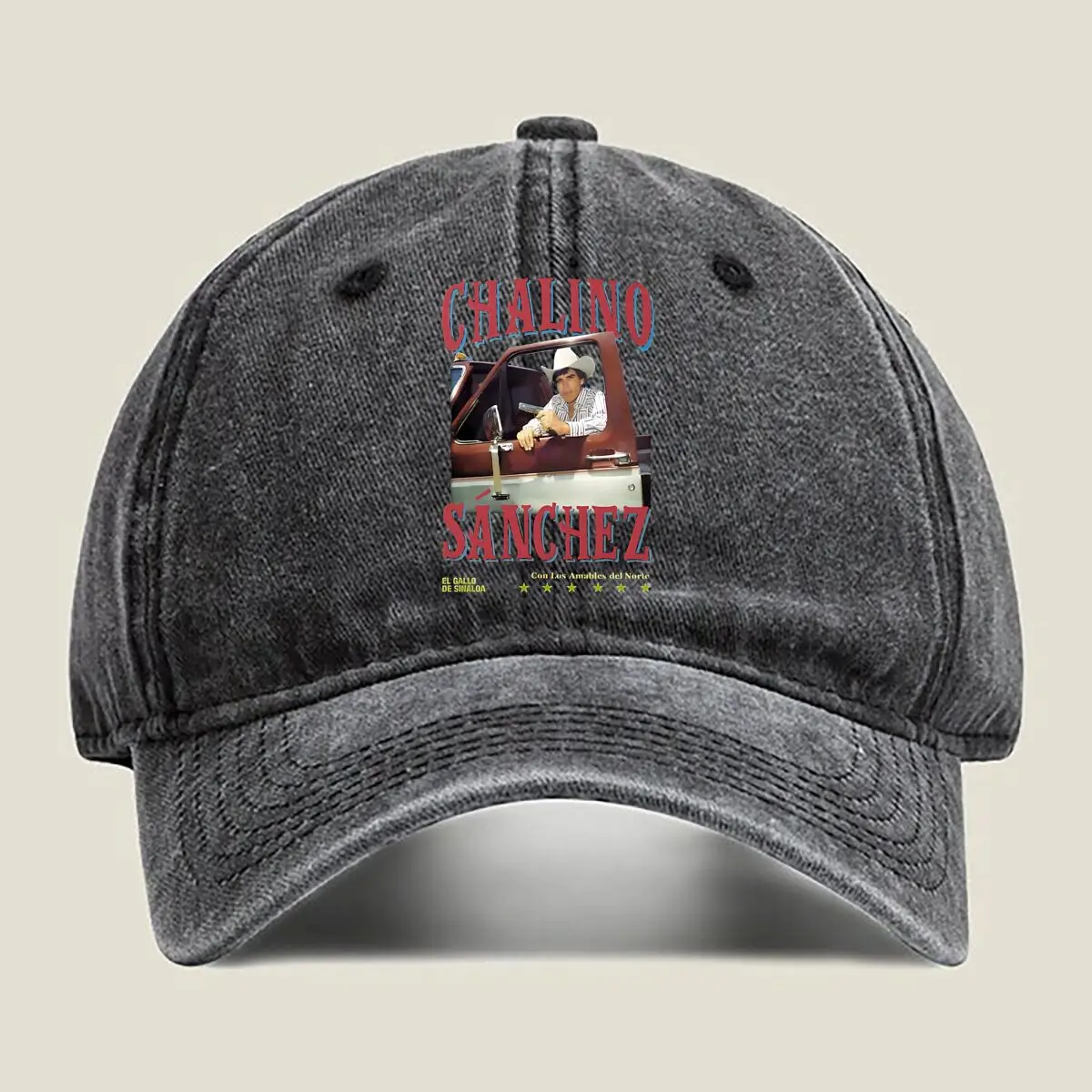 

Chalino Sanchez Musician - Inspired Portrait Art Washed Baseball Cap