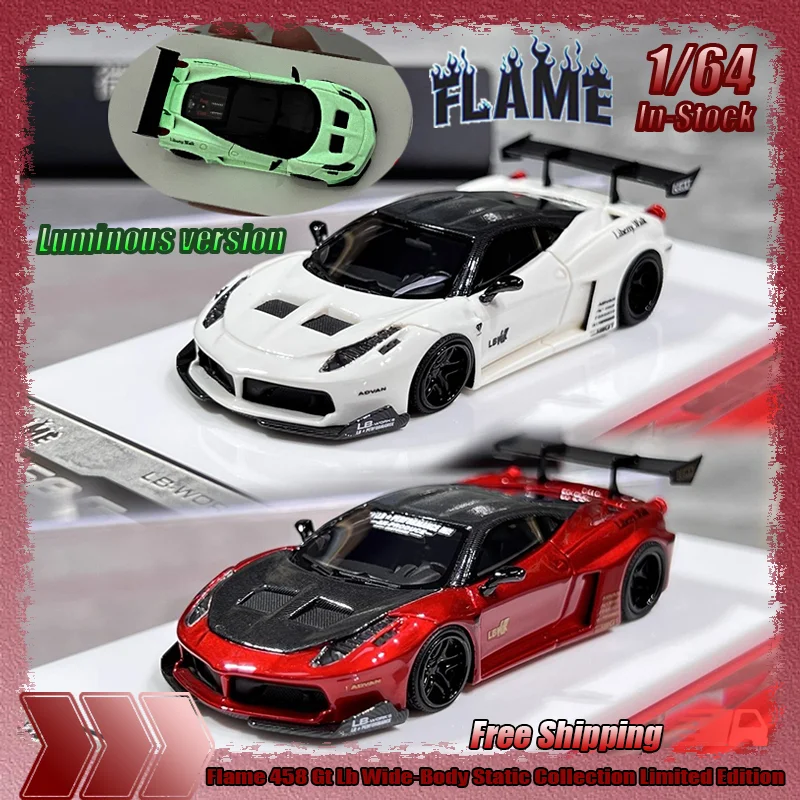 New In Stock Flame 1:64 458 Gt Lb Wide-Body Static Collection Limited Edition Resin Miniature Car Model Custom Toy Gift Ornament