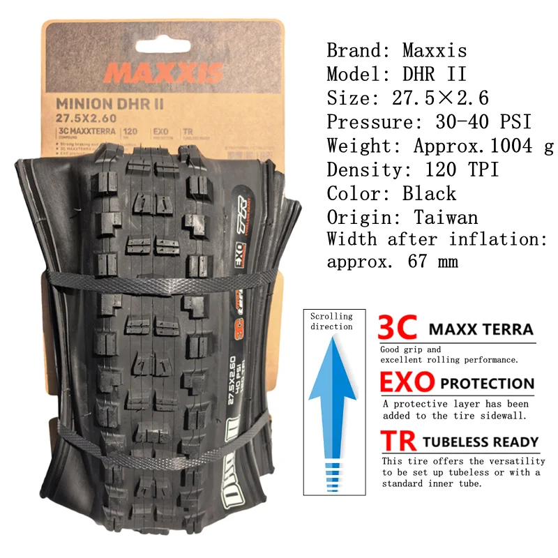 Maxxis Minion DHR (M327ru) 26/27.5/29 Inch, Downhill Folding Tire For Mountain Bike, More Wear-resistant And Stronger Cornering view 6