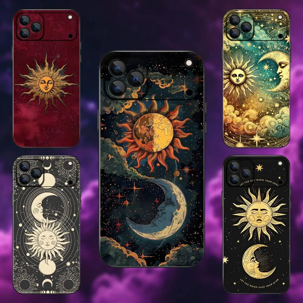 

Aesthetic Print Sun & Moon Phone Case For iPhone 17,16,15,14,13,12,Pro,Max,Plus,E,SE4,Air,Mini Black Soft Box