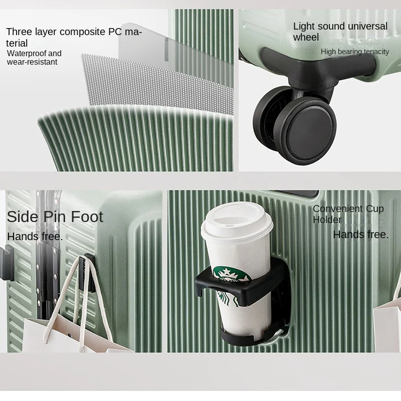 Valigia con password con telaio in alluminio per uomo/donna Ruote multidirezionali silenziose di grande capacità Valigia da viaggio da 20 pollici