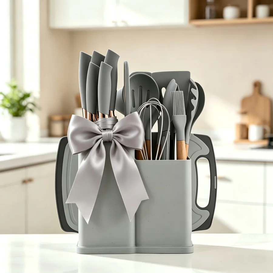 18 Piece Multi‑Color Silicone Kitchen Utensil Set With Storage Holder, Complete Cooking Gadgets Organizer For Home Kitchen Count