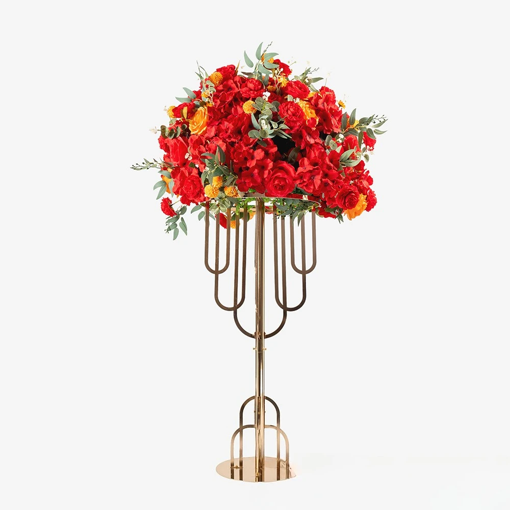 

Factory spot electroplated gold flower stand wedding decoration ornament main table flower ornament hotel supplies foreign trade