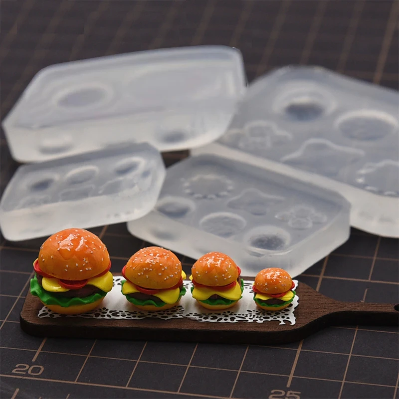 

Mini Cute Original Design Hamburger Silicone Mold Pottery Clay Doll House Food Toy DIY molds