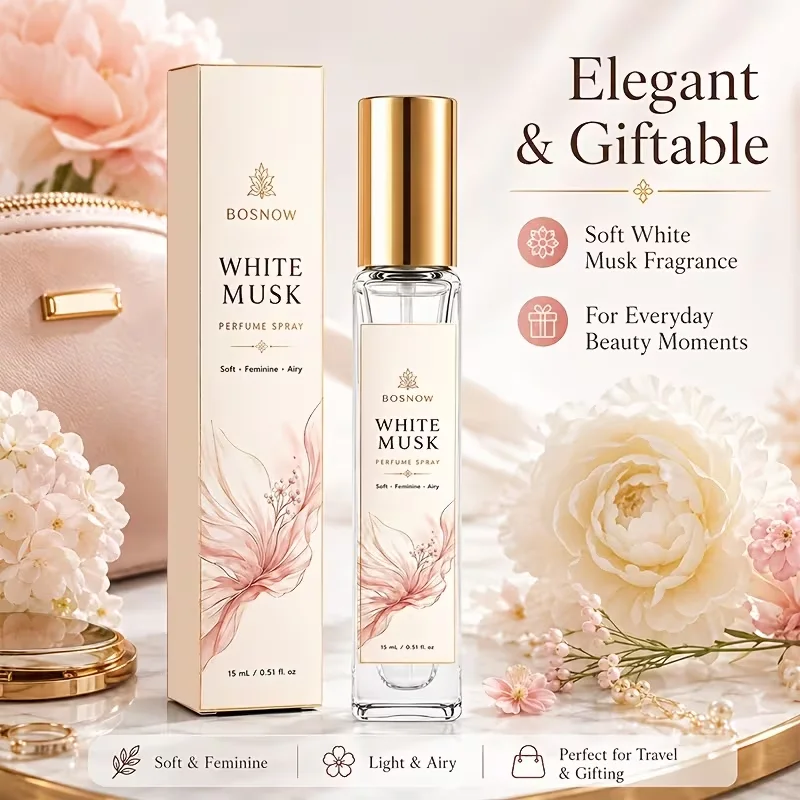 15ml Weißer Moschus Damen-Eau de Toilette, Kompakte Hochwertige Glas-Sprühflasche, Damenduft, Frisch und Rein, Nicht Süß, aber mit einem Leichten Duft, Geeignet für den täglichen Gebrauch, Arbeit, Fitness und Shopping, Auch Perfekt als Geschenk für einen besonderen Menschen im Urlaub. – Detail 2
