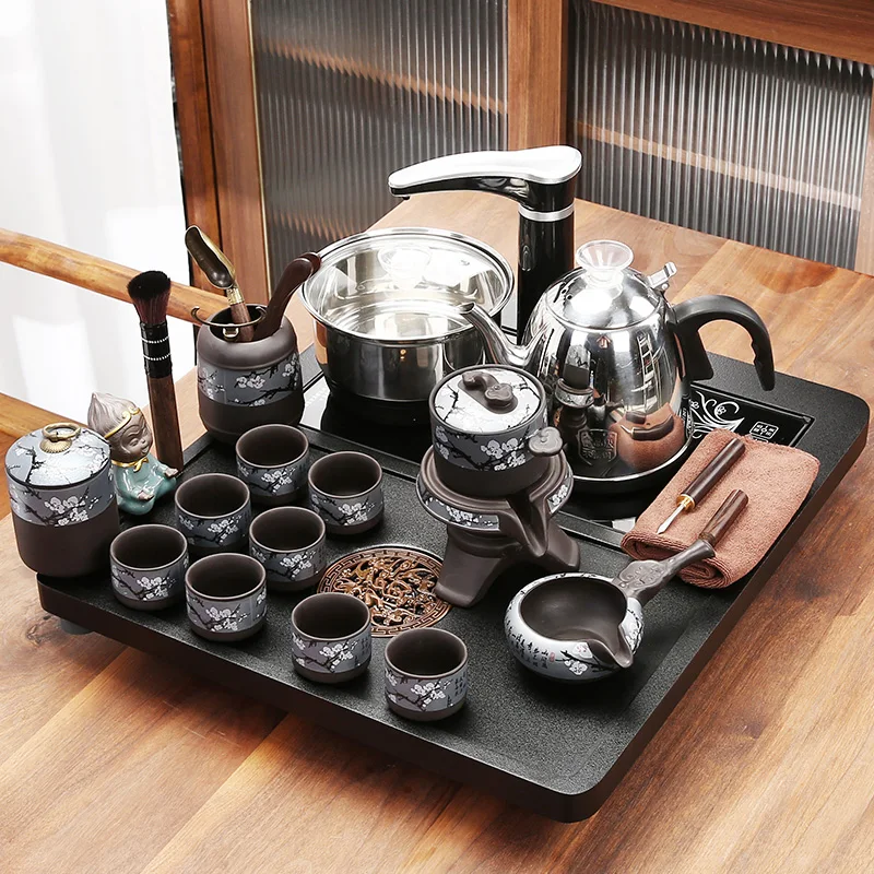 Bottom Water Kettle Integrated Small Tea Tray Automatic Purple Sand Tea Set Household Living Room Kung Fu Tea Table 5