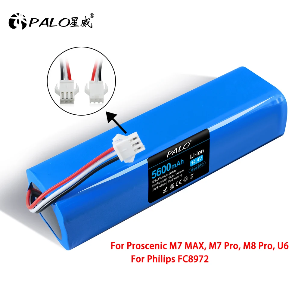 14.4V 5600mAh Li-ion Battery Pack For Proscenic M7 MAX, M7 Pro, M8 Pro, U6, For Philips FC8972, Haier TAB-T530S Vacuum Cleaner