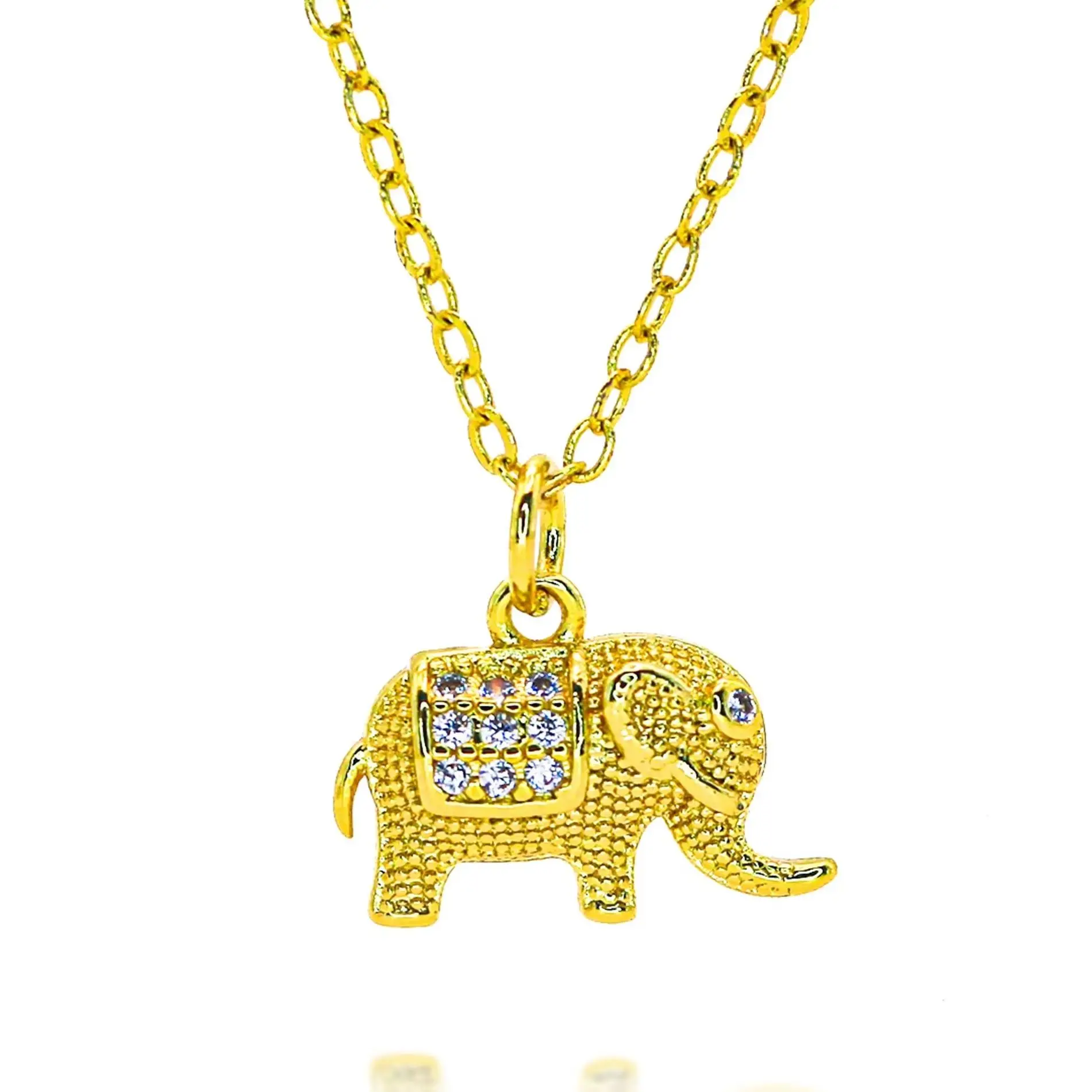 Dijes de elefante chapados en oro para collares, fabricación de joyas de bricolaje, colgante de animales pavimentado con circonitas de colores, accesorios de joyería de bricolaje, regalos al por mayor