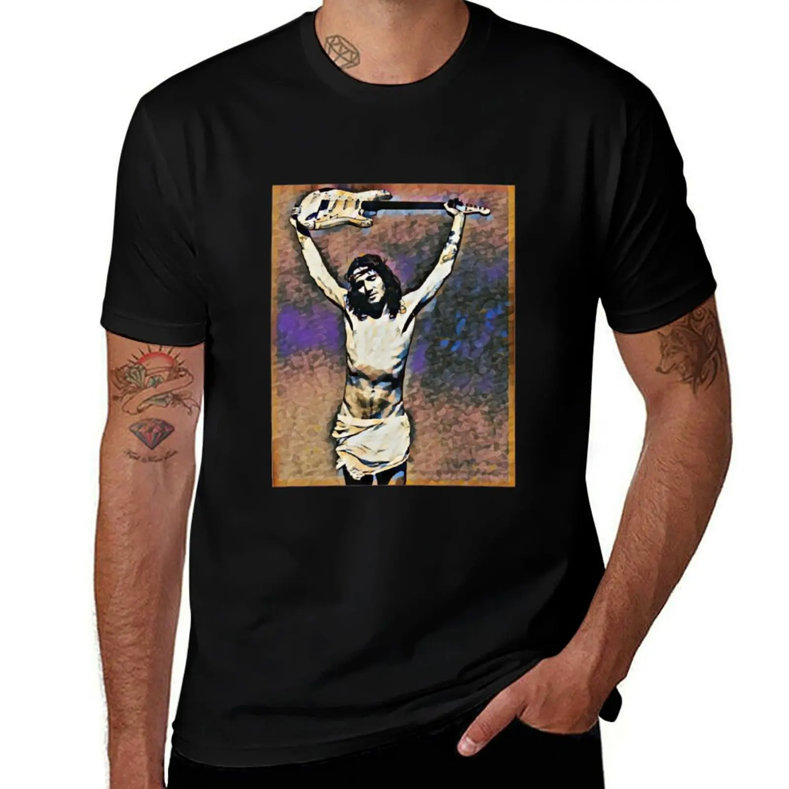 

John Frusciante - Jesus Christ Guitar T-Shirt man graphic t shirt cotton tshirt 100% man t shirt summer T-Shirt