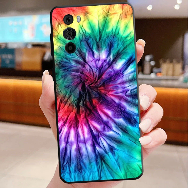 

Phone Case For Motorola Edge 50 40 Pro 60 50 40 30 Ultra Neo Fusion Moto G85 G72 G53 G54 G84 G13 G32 Tie Dye Batik Rainbow