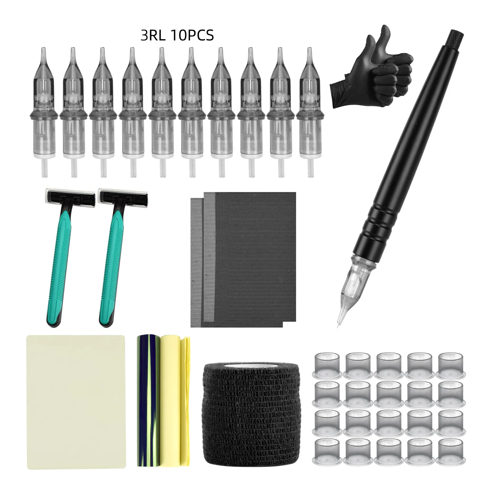 Pluma de tatuaje hecha a mano para agujas de cartucho 3RL, Kit de tatuaje de palo y Poke, Kits de Tatuaje, herramientas de Tatuaje DIY, Material Tatuaje
