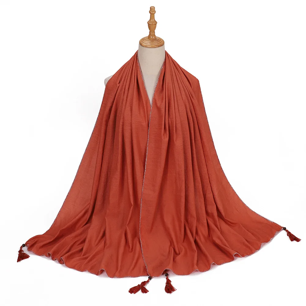 

Tassel Hijab Scarf for Women Muslim Headscarf Head Wrap Turban Stoles Bandanas Headband Bufanda Foulard Shawl Islamic Accessory