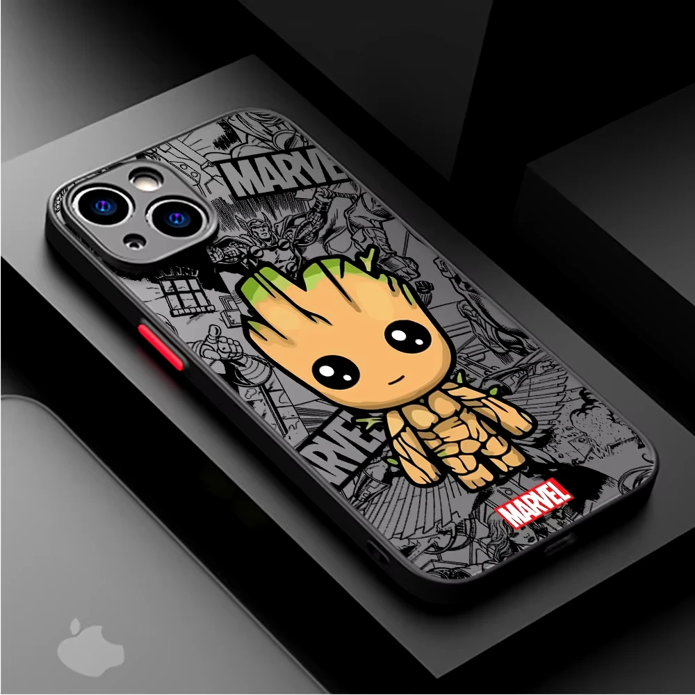 Cartoon Marvel Groot Spiderman Case for iPhone SE 12 Mini 13 16 Pro Max 14 Plus XS X XR 7 Plus 15 11 XR 8 Shockproof Armor Cover - náhled 6