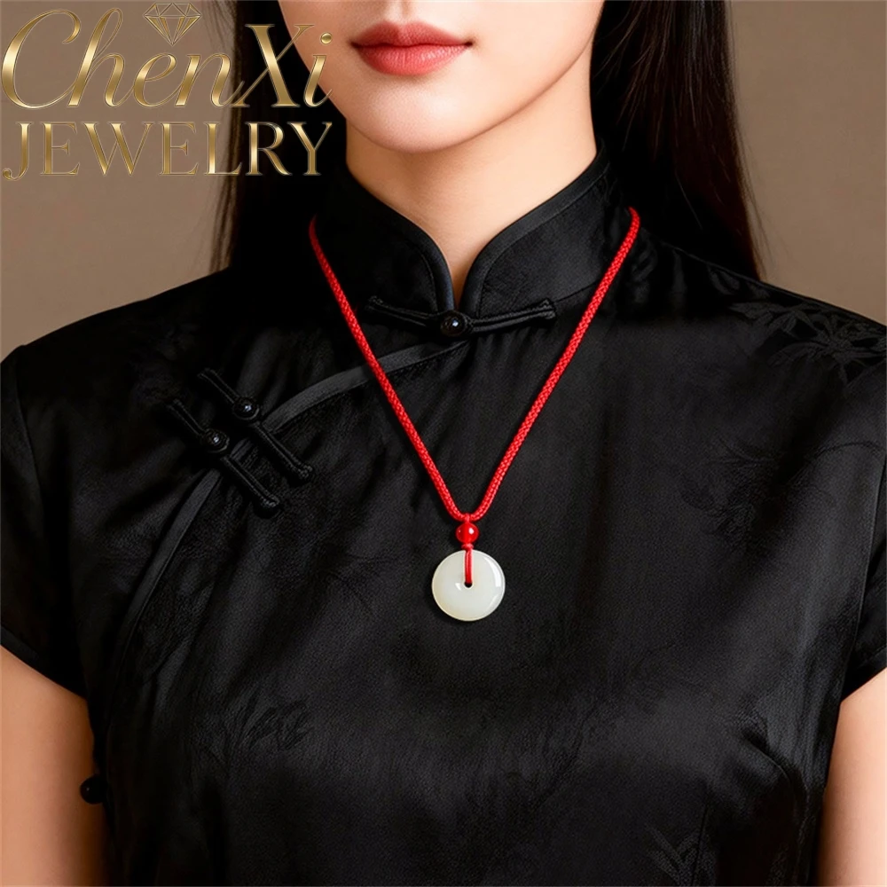 

Authentic natural old material Simple Hetian jade peace pendant for good luck and safety Fine Jewelry paired pendants Amulet