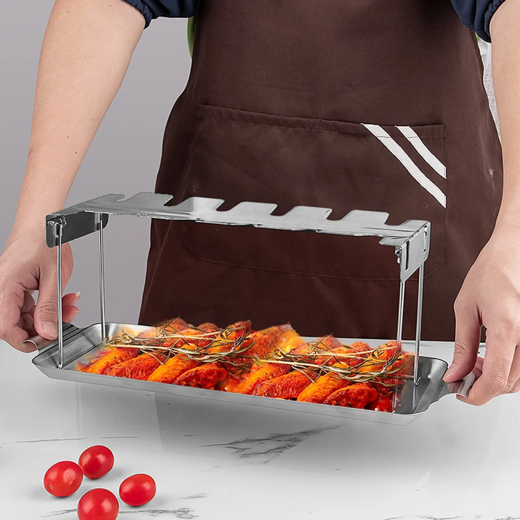 BBQ Stainless Steel Barbecue Chicken Wing and Leg Rack Beef Chicken Wing Leg Grill Barbecue Cooking Drumstick Oven Roaster Stand