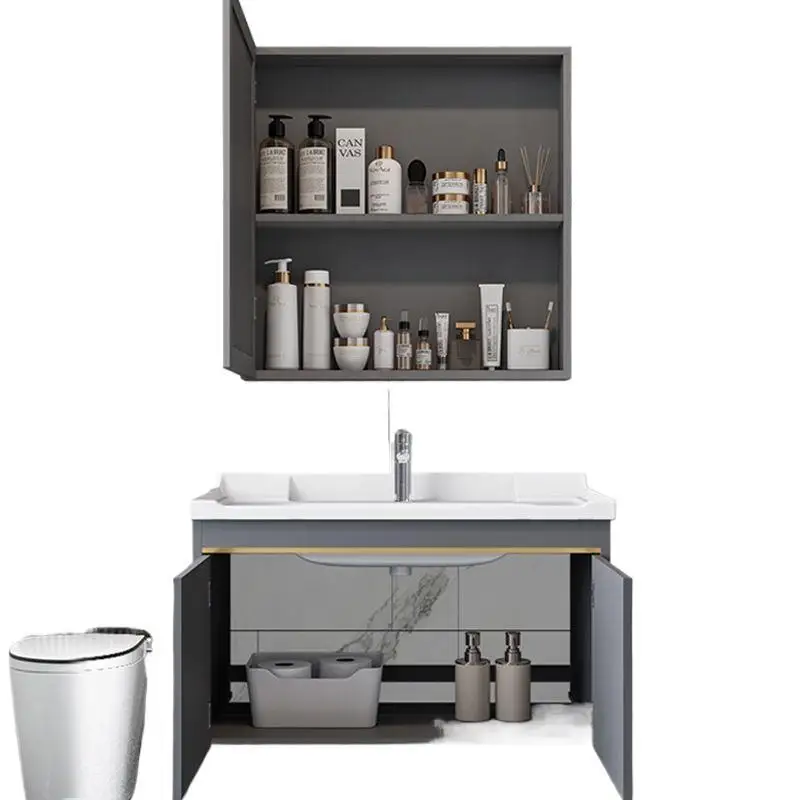 Simple bathroom cabinet ceramic integrated basin washbasin cabinet combination wall-mounted toilet washstand