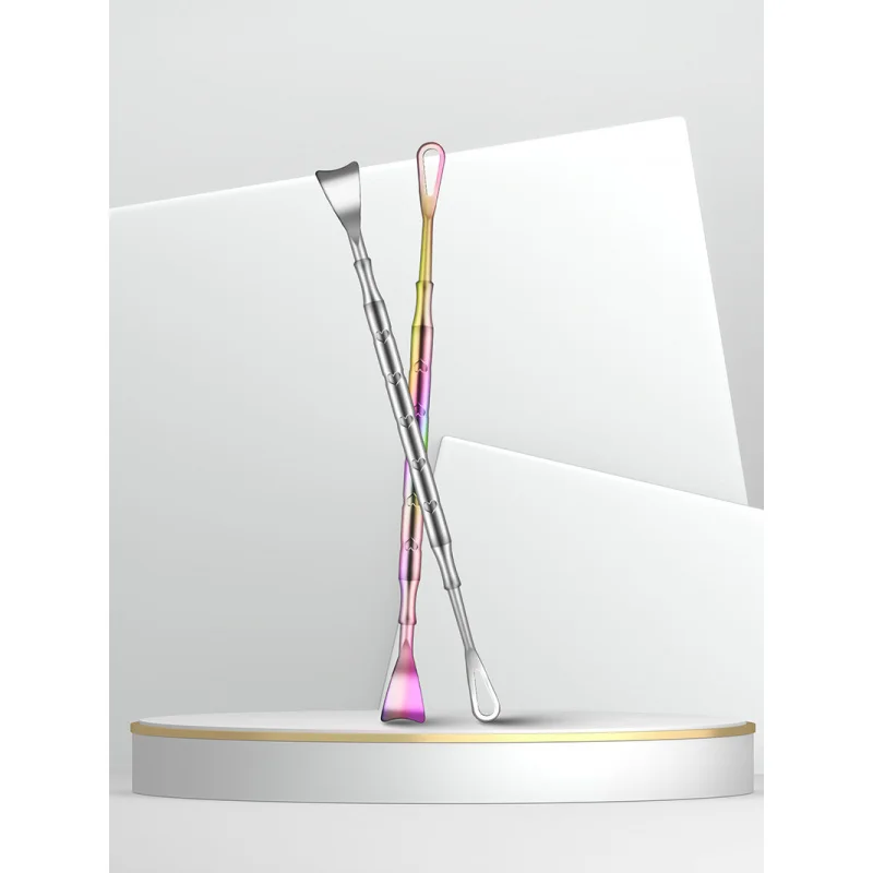 Herramienta de eliminación de espinillas de doble punta de acero inoxidable - Limpiador de vello de nariz hipoalergénico para pieles beige claras, aspecto metálico liso