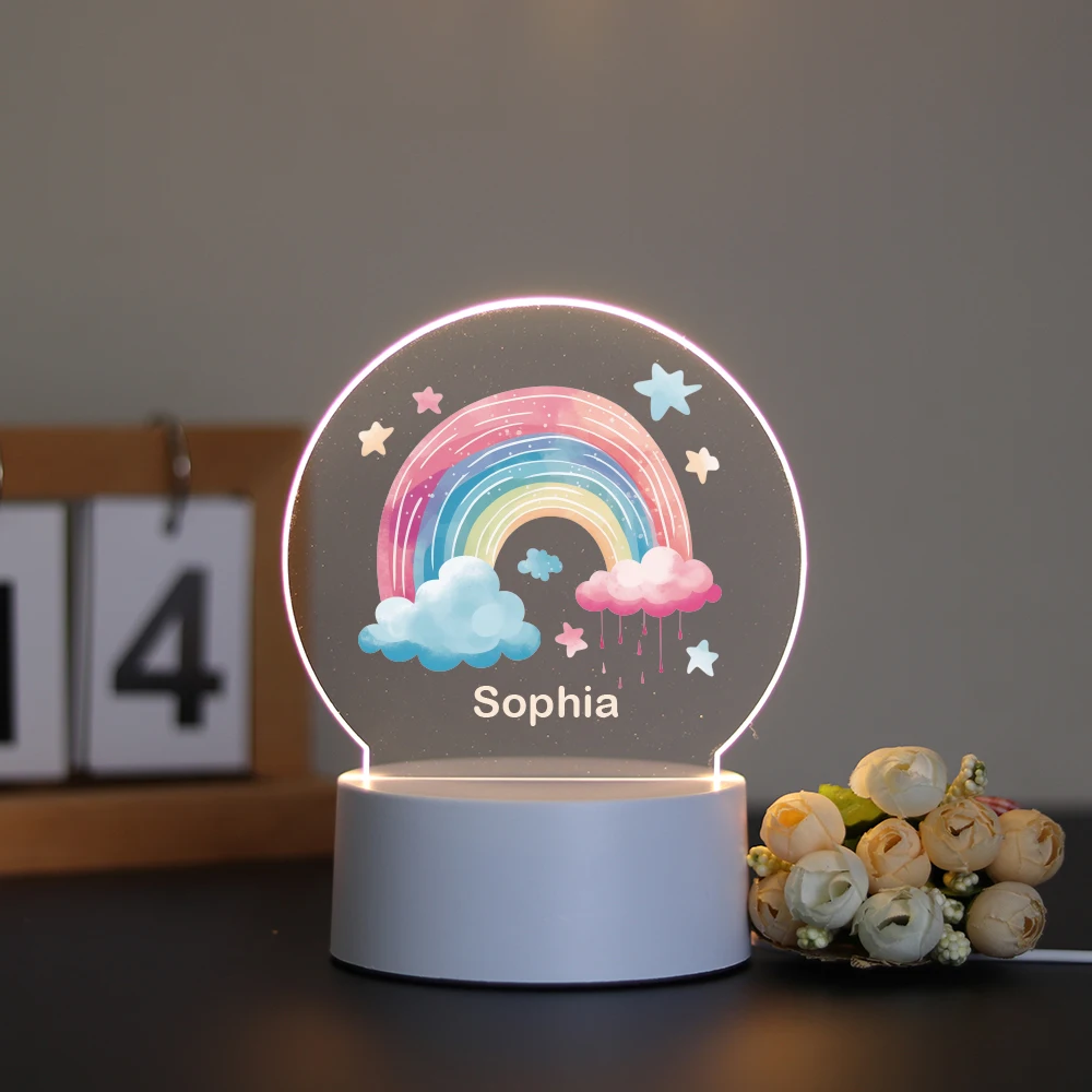 Customized Rainbow Pattern USB Night Light 3D Stereoscopic Vision Home Decoration Dining Table Living Room Atmosphere Light Warm