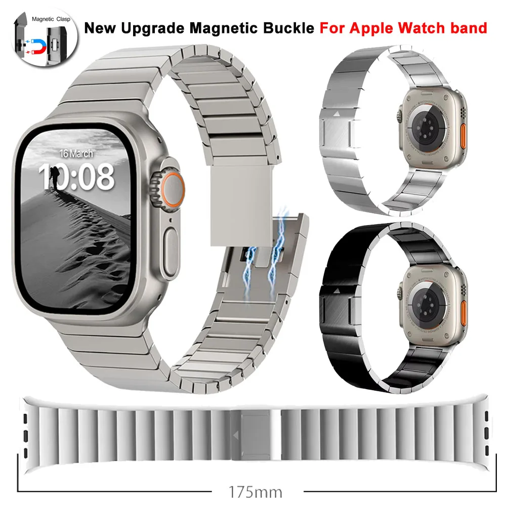 Upgrade Magnetic Buckle Bracelet For Apple Watch Ultra 3 2 1 49mm 9 8 45mm 41 44mm SE 10 11 46mm Adjustable Stainless Steel Band