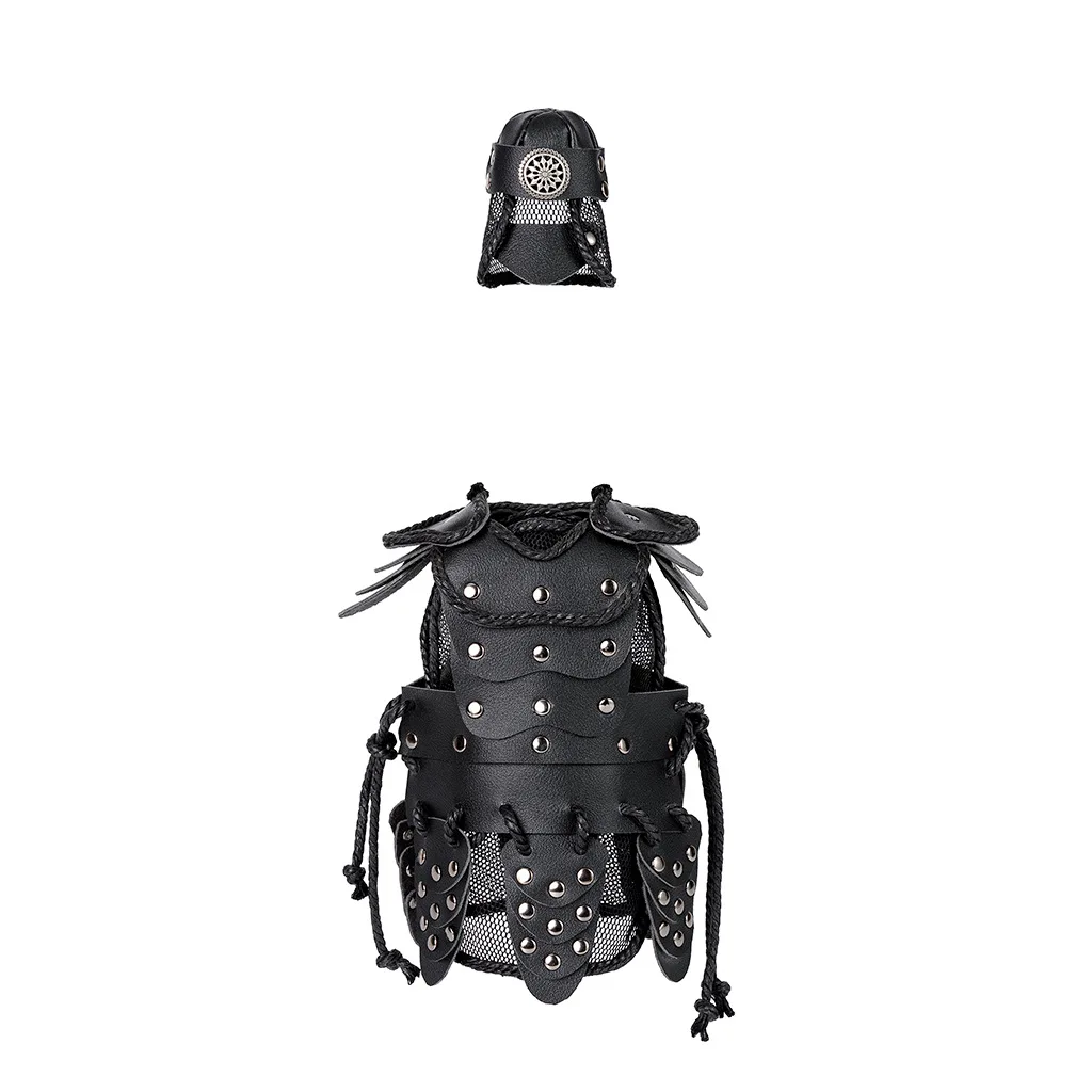 Średniowieczny Retro Styl Pokrowiec na Butelkę Czerwonego Wina Dekoracyjna Zbroja Cosplay Steampunk Skóra PU Pokrowiec Rekwizyty na Halloween Boże Narodzenie