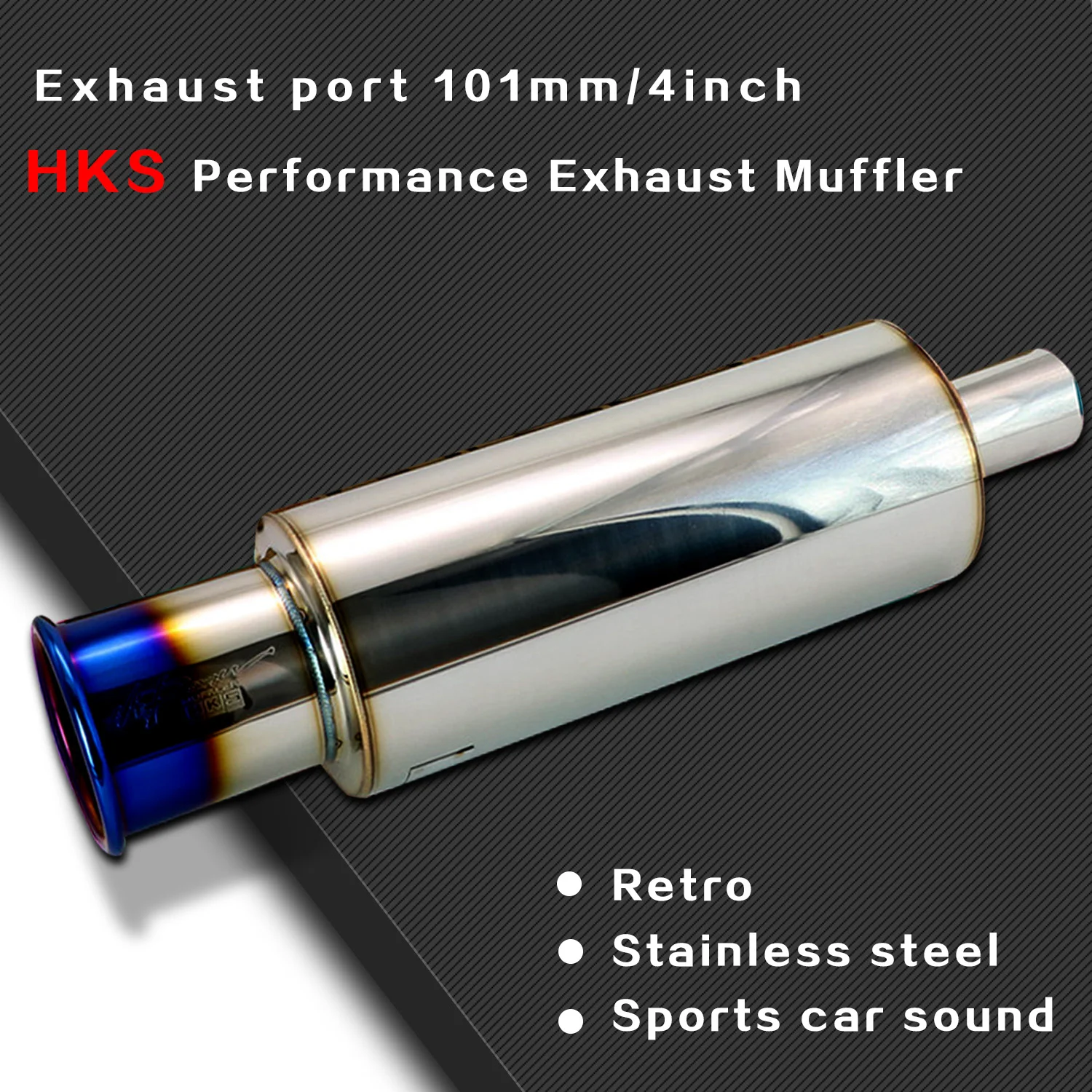 

HKS 101mm Performance Exhaust Muffler High Flow Racing Sound Japanese Style Auto Tuning Upgrade change JDM direct-fire cannon