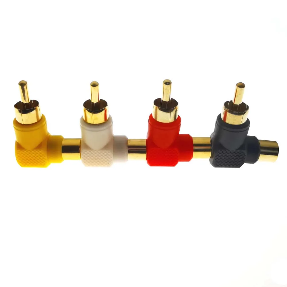 المكونات RCA محول صوت الكوع 90 درجة الذهب تصفيح L الفاصل ذكر إلى أنثى RCA موصل التوصيل محول الصوت محول RCA