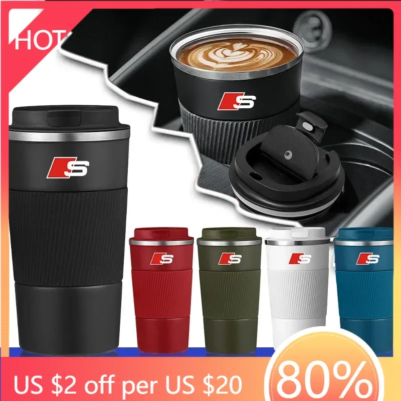 

2025 Hot 500ML Stainless Steel Coffee Thermos Bottle Thermal Mug Leakproof For Audi S Q5 A4 B9 B7 A1 A5 Q3 Q7 A6 C6 C7 A4L A3 Sl