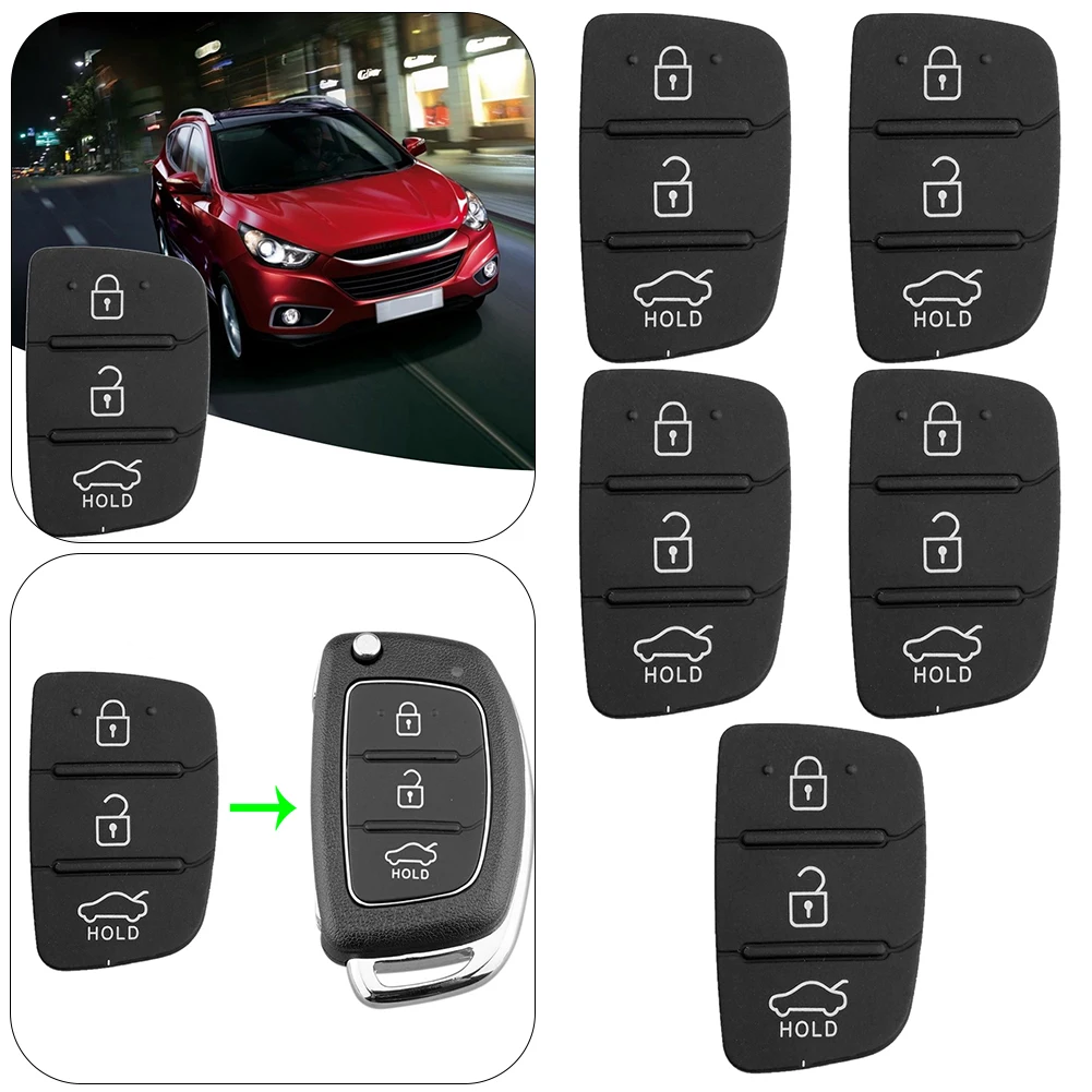 

5/10PCS Replacement 3 Buttons Remote Key Fob Case Rubber Pad For Hyundai I10 I20 I30 IX35 Kia K2 K5 Rio Sportage Flip Key Parts