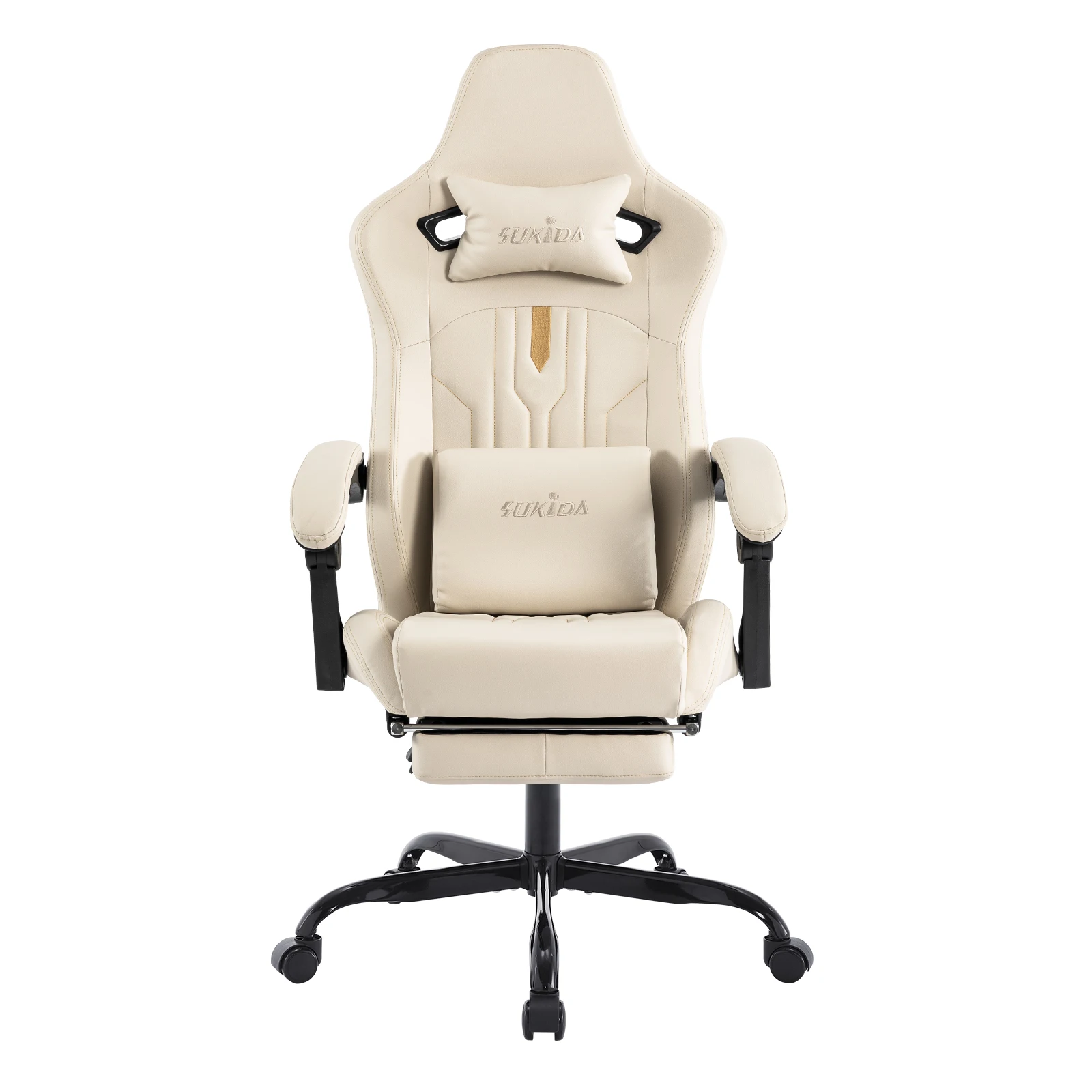 SUKIDA Ergonomischer Gaming-Stuhl mit Fußstütze Computer-Bürostuhl Lendenwirbelstütze für Komfortables Sitzgefühl