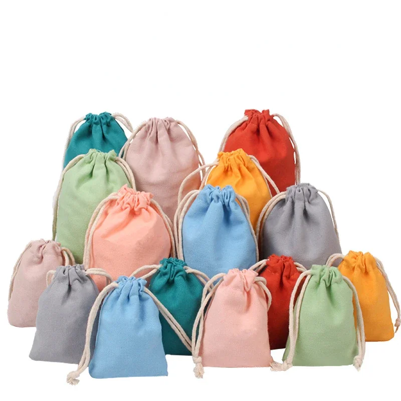 50Pcs/lot Cotton Drawstring Bags Fabric Storage Bag for Pouch Cosmetic Wedding Candy Wrappling Bags Drawstring Gift Bag Reusable