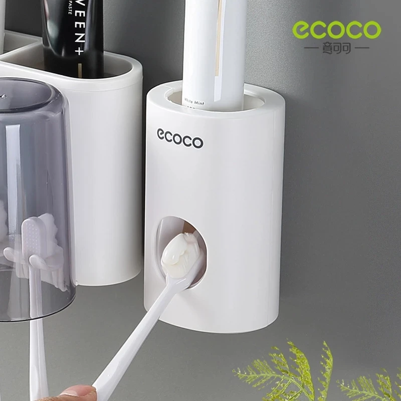 ECOCO Automatic Toothpaste Dispenser  Wall-mounted Toothpaste Holder Rack Punch-free Toothpaste Dispenser Bathroom Accessories