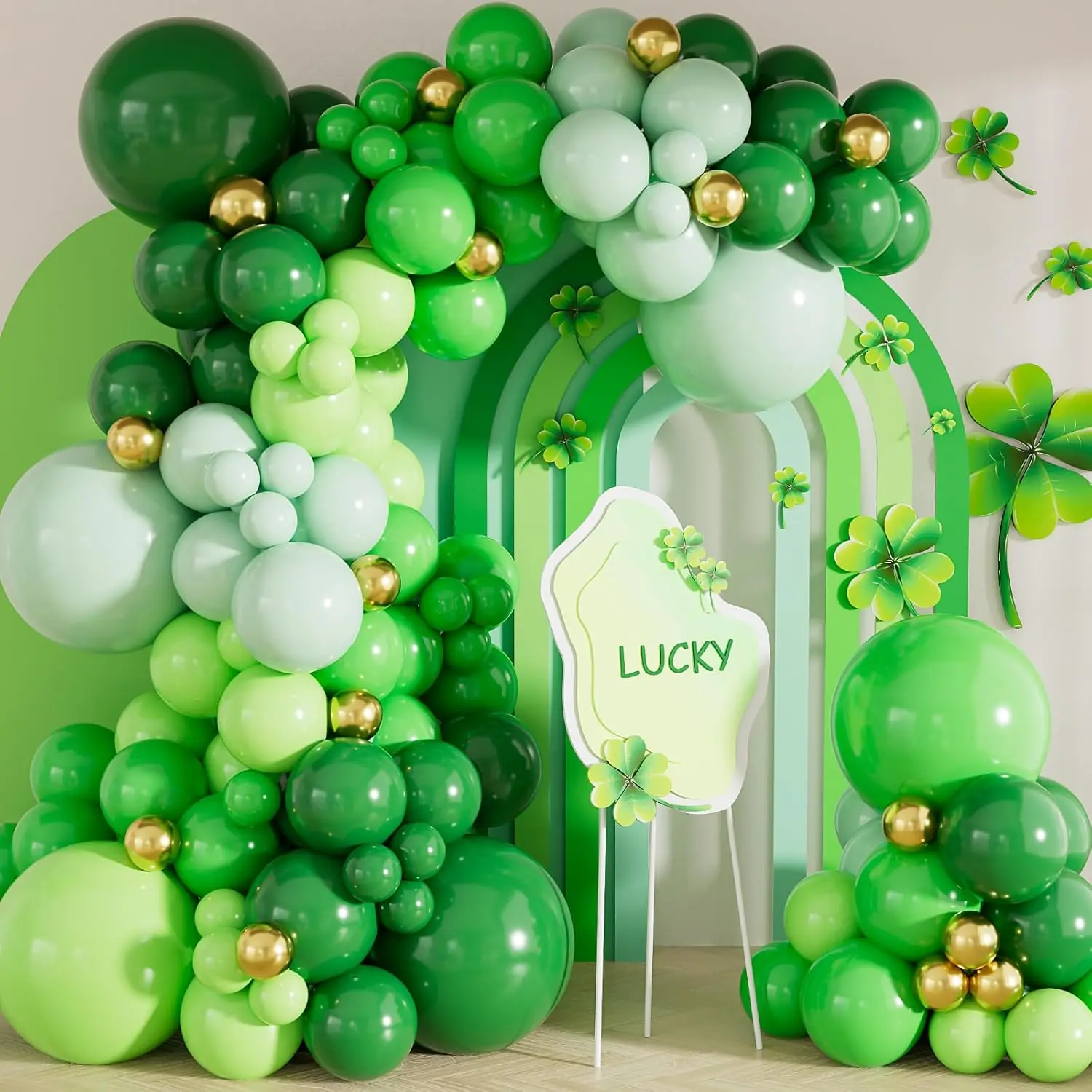 127Pcs Green and Gold Balloon Arch Garland Kit,for Jungle Safari Birthday, Baby Shower Decorations,Birthday,Anniversary Decor