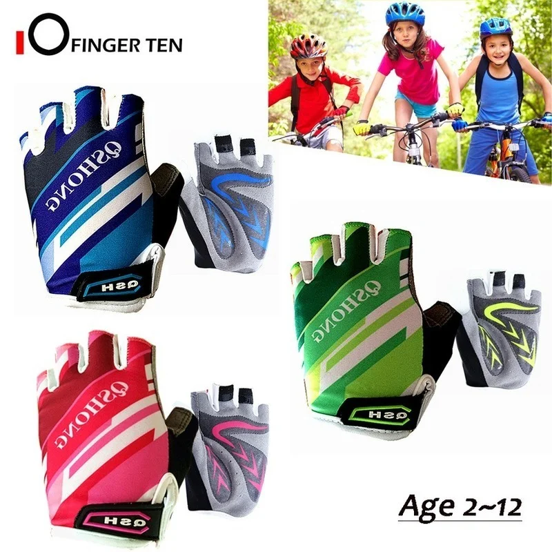 Gel Padding Half Finger Kids Cycling Gloves Outdoor Sport Road Mountain Bike Monkey Bars Fit Boy Girl Youth Age 2-12