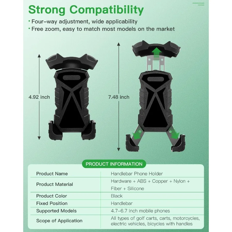 Universal Golf Cart Phone Holder Phone Mount Compatible with Bike Bicycle Stroller Push Cart Boat Car Motorcycle for Most Mobil