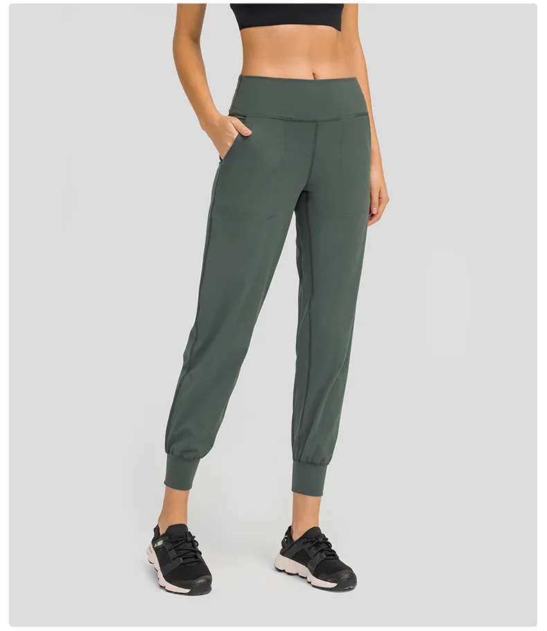 High Waist Running Trousers Loose Pants With Pockets Sporty Workout Soft Elastic Running Sweatpants