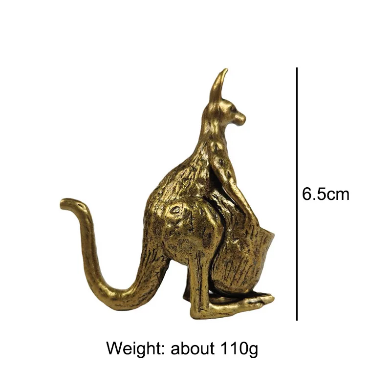 Solid Brass Kangaroo Statue, Desk Ornament, Retro Copper Animal, Miniature Figurine, Decoration Gifts, Home Decors Crafts Access