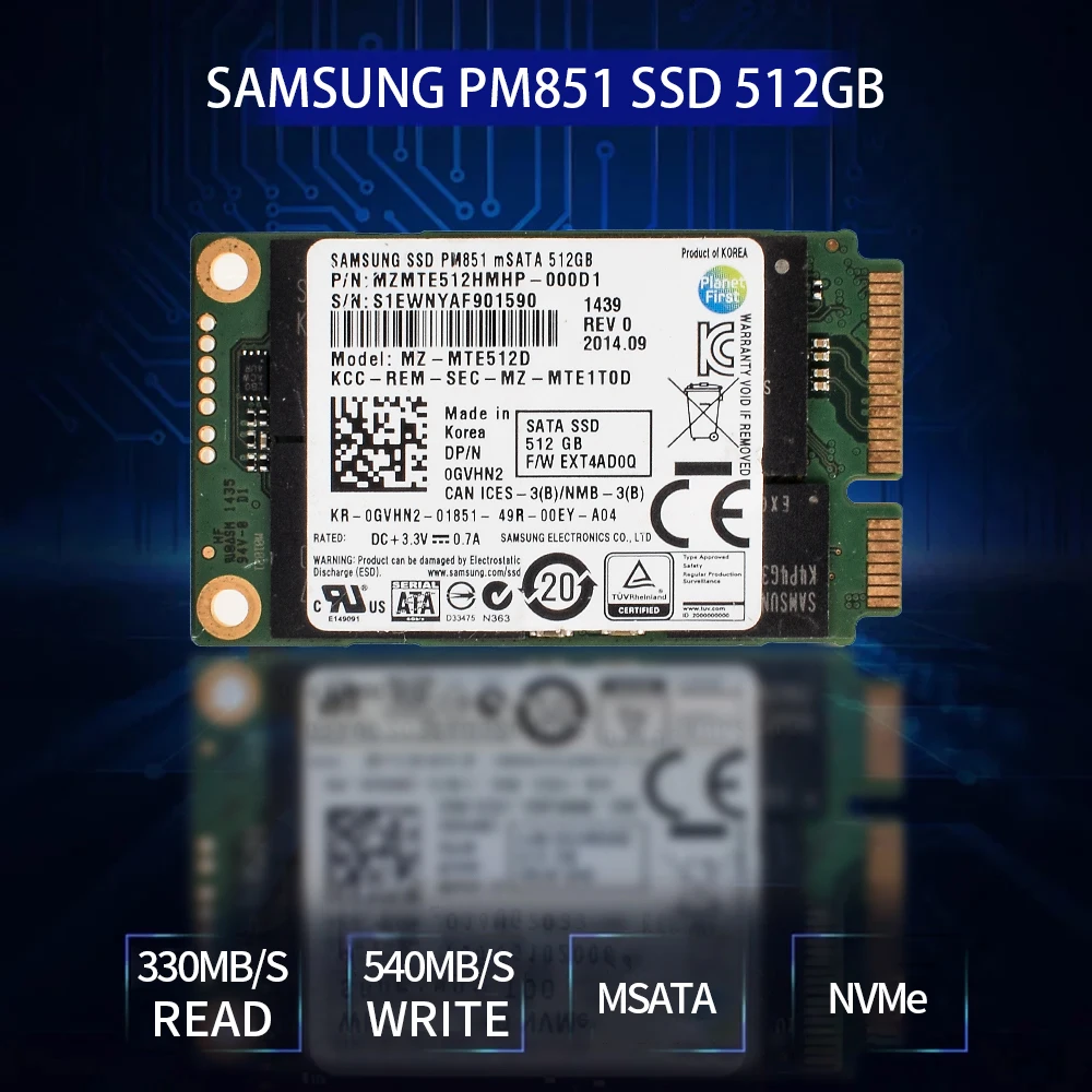 Imagem -04 - Samsung-unidade Interna de Estado Sólido Ssd Sataiii Sata 512gb 256gb 128gb 1.8 Compatível com Laptop pc All-in-one Pm851 Ssd