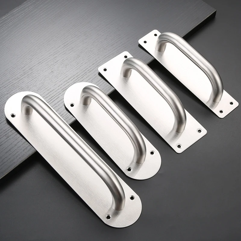 Pull Push Door Plate Handle Stainless Steel Heavy Duty Barn Door Pull for Shed Commercial Fire Door Mounting Accessories