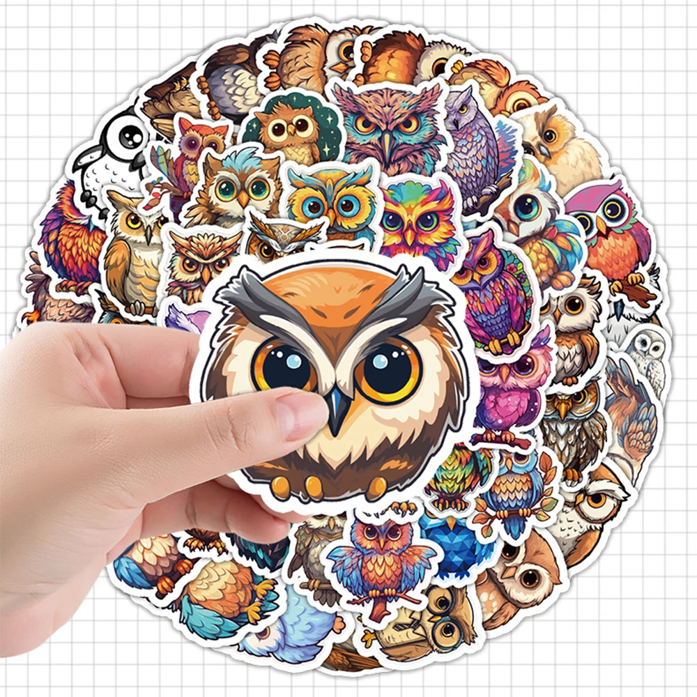 10/30/50pcs Cute Owl Cartoon Stickers Kawaii Animal Waterproof Decals Toys Graffiti Water Bottle Phone Sticker Kids Party Gifts