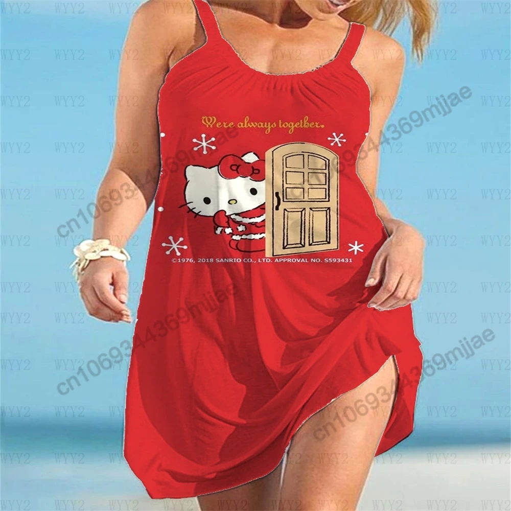 HelloKitty Summer Tops for Women 2023 Round Neck Women's T-shirt Beach Dresses Woman Clothes Zevity Womans Clothing Y2k Top Tees