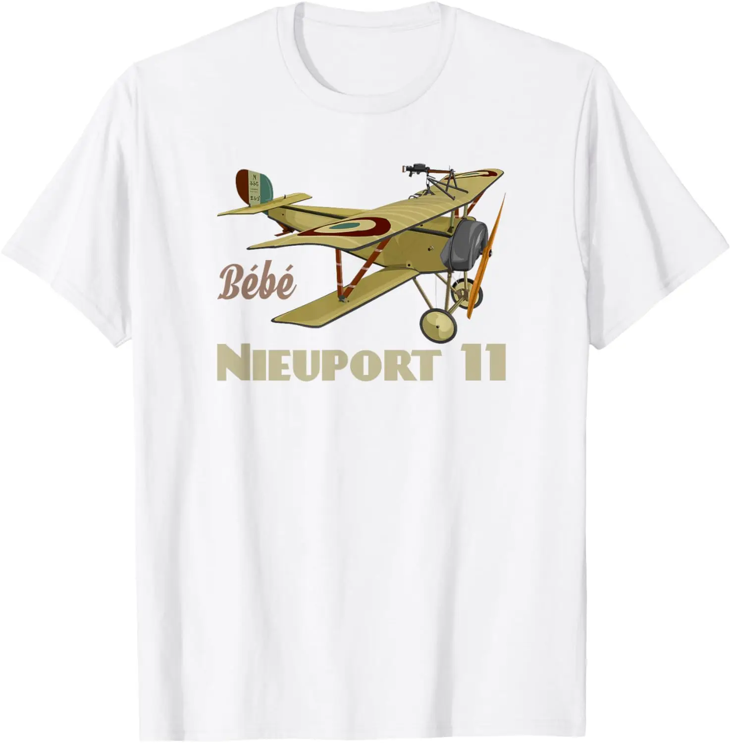 Nieuport 11 XI الفرنسية WW1 طائرة مقاتلة Biplane Sesquiplane تيشيرت بأكمام قصيرة عادية 100% تي شيرتات قطن