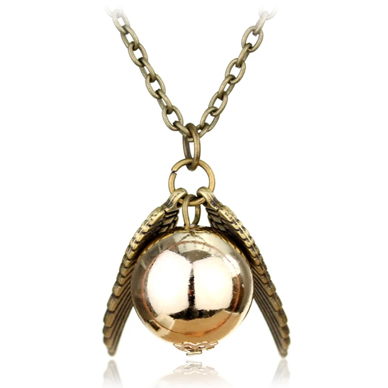 Collar con Colgante de Snitch Dorada, Alas Móviles, Amuleto de las Reliquias de la Muerte, Balón de Quidditch, Joyería Mágica Vintage para Mujeres y Niñas, Regalo