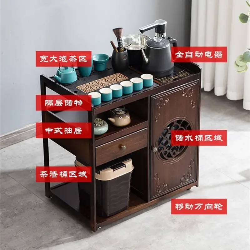 Tea table Tea Household small kettle Integrated solid wood Kung fu small coffee cart side cabinet Solid wood
