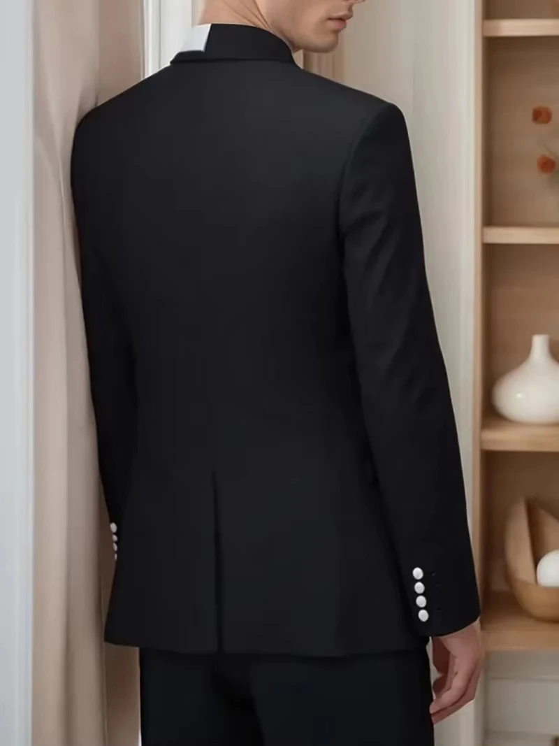Suit Blazer Men's Black White Patchwork Suit Jacket Asymmetrical Design Blazer Stage Host Wedding Banquets Party Blazer+Pant