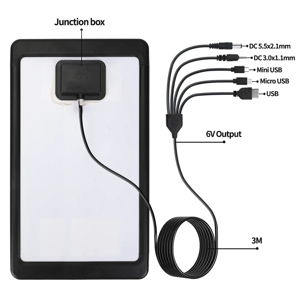 3W Mini Solar Panel Charger DC 5v 2.5A Output  7W Solar Cell Battery Charger PET Micro Mini USB DC 5521 35135 Plug for Light Fan