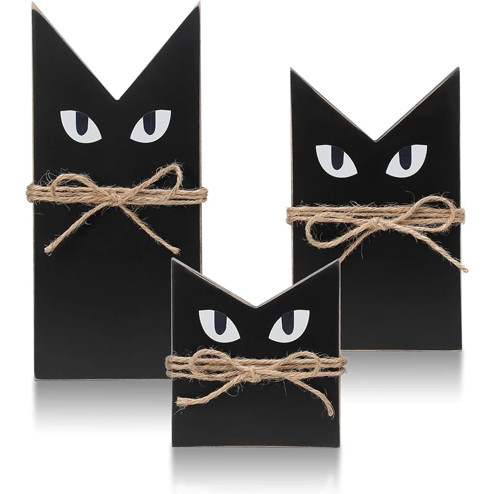 3-piece Thanksgiving Decoration Set with Black Cat Theme Layered Tray Cloak Set Decoration