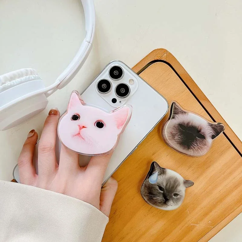 Ins Korea Cute 3D Cat Phone Grip Tok Puppy Griptok Lovely Holder Ring for IPhone 14 Accessories Funny Animal Phone Stand Holder
