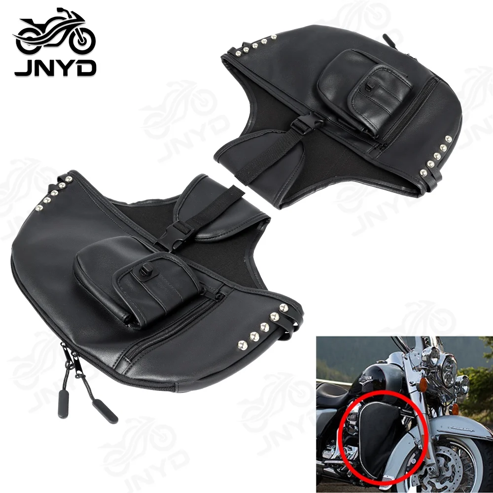 JNYD PU Leather Soft Lowers Chaps Motorcycle Leg Warmers Crash Bar Bag for Touring Road King Road Electra Glide Trike Models