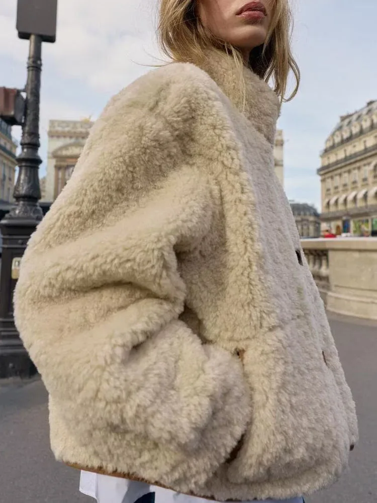 

Двустороннее пальто с пуговицами, новинка зимы, женское, повседневное, с длинными рукавами, в милом стиле