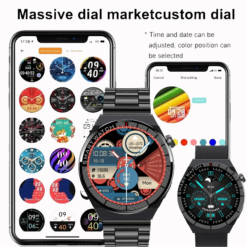 GT3 Pro Smartwatch Impermeável para Homens, Tela HD, Chamada Bluetooth, Frequência Cardíaca, AMOLED, 466x466, IP68, Novo, 2023